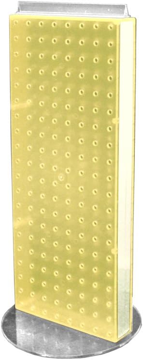 Azar 700509-YEL Non-Revolving Base Neon Pegboard Counter Unit, 8-Inch Width by 20-Inch Height on 9-Inch, Yellow