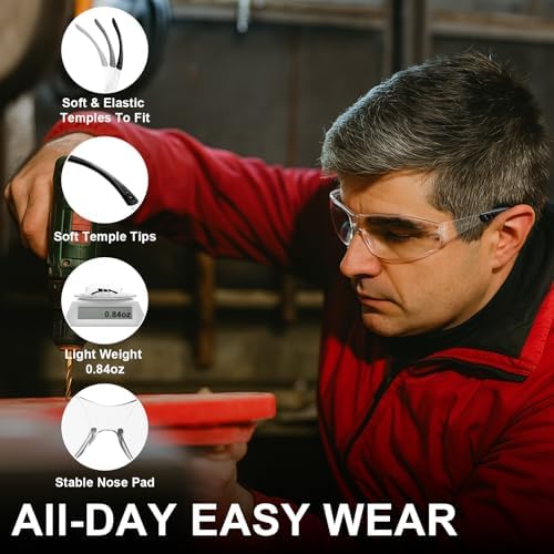 Safety Glasses Men Women 12 pack, Z87 Safety Glasses with Scratch&Impact-Resistant lens, clear safety glasses with Ansi Z87.1 certification for construction, lab, lawnwork,workshop