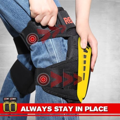 REXBETI Knee Pads for Men, Anti-slip Construction Gel Knee Pads for Work