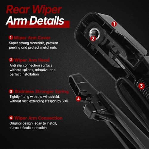 Replacement for Genuine GMC Acadia, Saturn Outlook 2007-2012, Rear Windshield Wiper Arm Blade Set - OTUAYAUTO Factory OEM Style 15276248