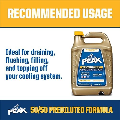 PEAK Global Lifetime 50/50 Prediluted Antifreeze and Coolant for All Vehicles, 1 Gal.