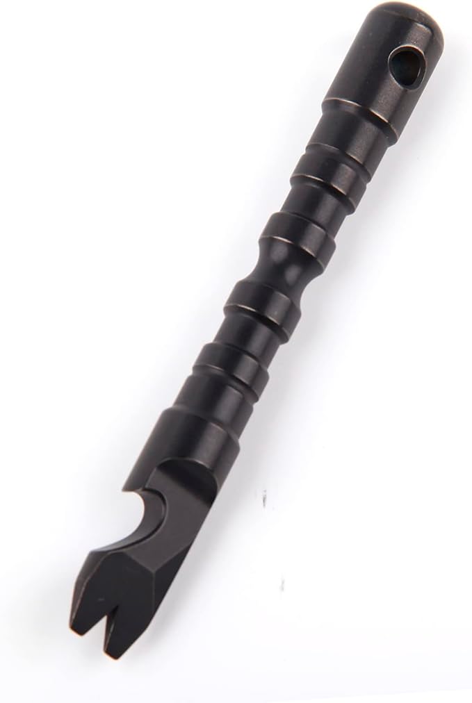 Titanium Alloy EDC Pry Bar with Bottle Opener Screwdriver Function Multi Tool (Black)