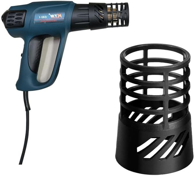 Heat Gun Hot Nozzle Guard Holder with 2 Small Vinyl Scraper Squeegee Heat Resistant Protective Case Shield Cover for Heat Gun Air Nozzles Kits Mouth Tips Attachment Heavy Duty Hot Air Gun Tool