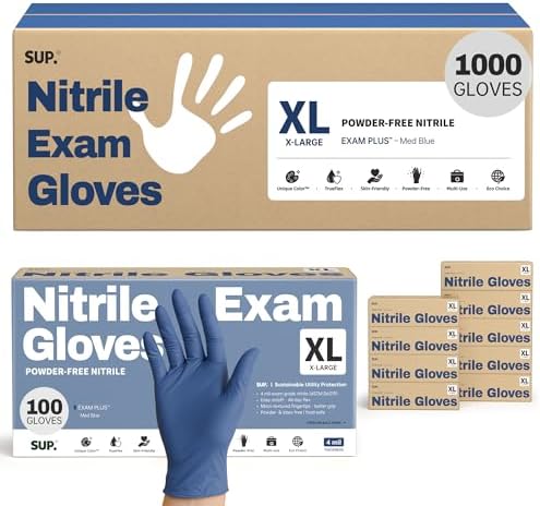 Supmedic SUP Exam Plus® Nitrile Gloves, Powder-Free Disposable Med Blue