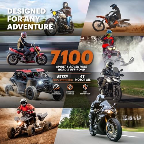 Motul 7100 4T 5W-40 100% Synthetic Ester Motorcycle Oil, JASO MA2 API SP Wet Clutch Compatible, 4 Stroke Engine Protection for BMW KTM Aprilia European Sport Adventure - 1L