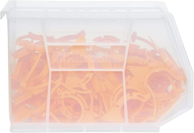 Akro-Mils 30239 AkroBins Plastic Storage Bins, Space-Saving Stackable Bins for Garage, Pantry, Craft Organization, 11-" x 8-" x 7-", Clear, 6-Pack