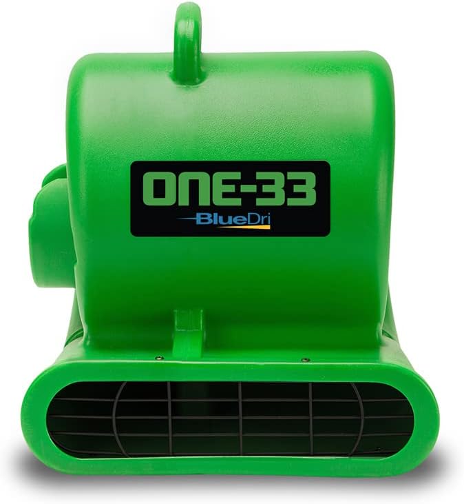 BlueDri One-33 Air Mover, 1/3 HP 2900 CFM Industrial Water Damage Flood Restoration Carpet and Floor Drying Blower Fan (Green)