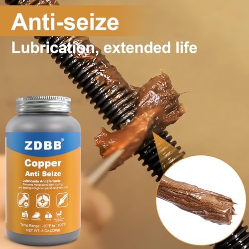 ZDBB Copper Anti-Seize Lubricant Anti Seize Compound for Spark Plugs, Brake Pads, Thread and Nuts Automotive High Temp Antiseize Grease Copper Paste with Brush Top Bottle,8oz