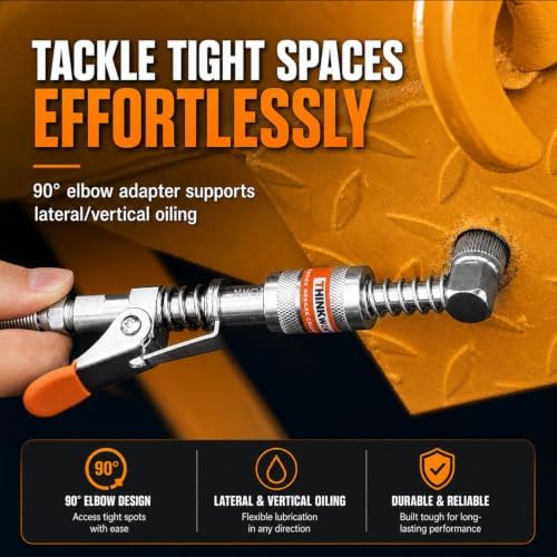 Upgraded Leak-Free Grease Gun Coupler Kit with 90°Adapter & 2 Needle Tips