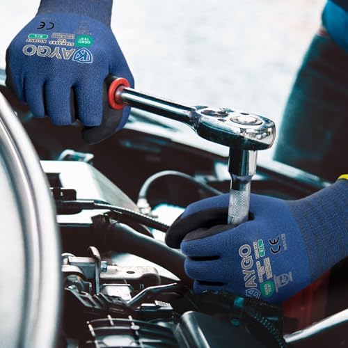 KAYGO Safety Work Gloves, MicroFoam Nitrile Coated, Men Women,KG18N