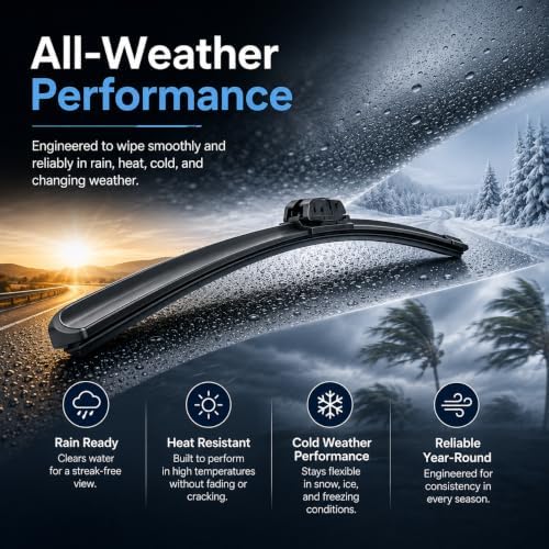 24"+18"+11" Front and Rear Windshield Wiper Blades Replacement for Hyundai Venue 2020-2025, J-Hook/U-Hook (Set of 3)