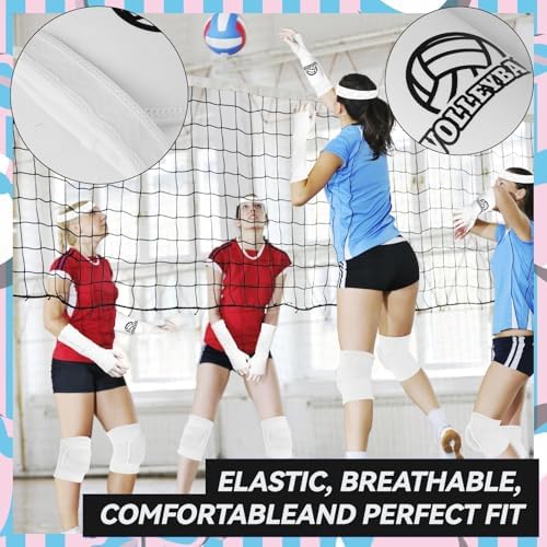 6 Pcs Volleyball Accessories Volleyball Knee Pads Arm Sleeves Drawstring Bag Softball Headbands Volleyball Protection Equipment Gifts for Women Training