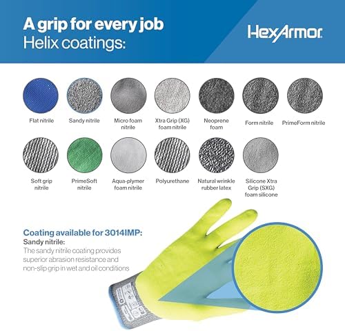 HexArmor Helix Impact Resistant & A1-A9 Cut-Resistant Work Gloves – High-Dexterity Nitrile Grip Industrial Safety Gloves