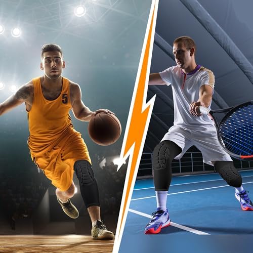 Basketball knee pads, compression leg covers for teenagers and adults, wrestling knee pads, football volleyball, pickleball, weightlifting knee pads (1 black long knee pad, Medium)