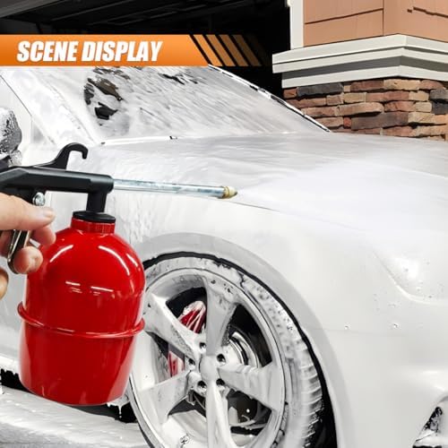 Car Air Engine Cleaning Spray Gun, High-Pressure Air Nozzle Blow Gun with 1-Liter Metal Jug, Pneumatic Dust Cleaner Sprayer Tool, Siphon Vehicle Engine Bay Wash Spray Kit(Red)