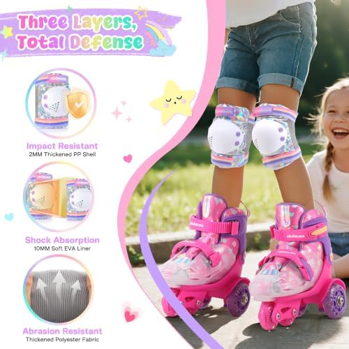 Girls Knee Pads for Kids, Toddler Knee and Elbow Pads Set