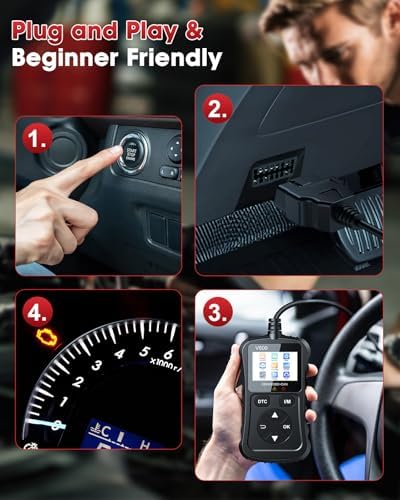 OBD2 Scanner Car Code Reader Support Voltage Test Plug and Play Fixd Car CAN Diagnostic Scan Tool Read and Clear Engine Error Codes for All OBDII Protocol Vehicles Since 1996（Black）