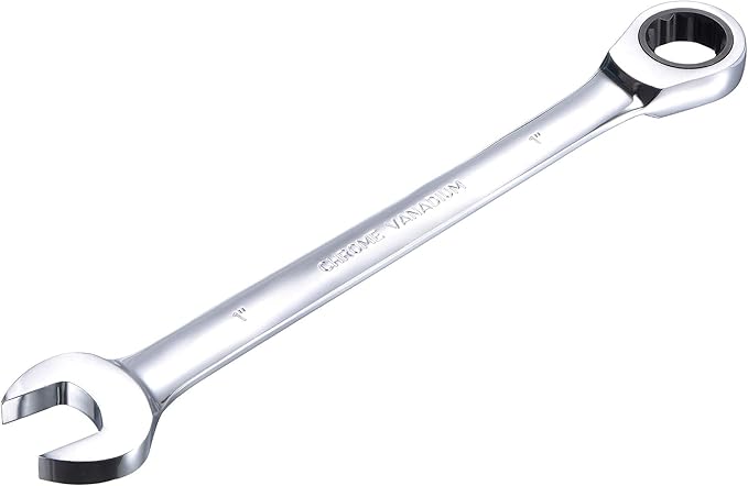 uxcell 1 Inch Ratcheting Combination Wrench SAE 72 Teeth 12 Point Ratchet Box Ended Spanner Tools, Cr-V