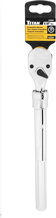 Titan 12182 1/2-Inch Drive x 12-1/4-Inch to 17-3/4-Inch 72-Tooth Extendable Ratchet