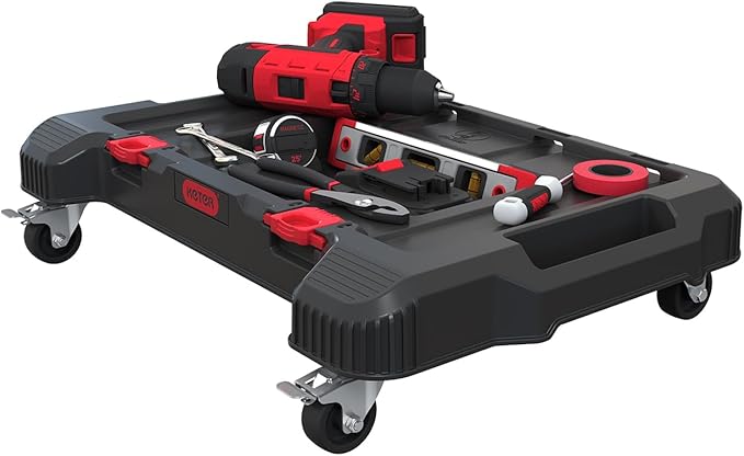 Keter Stack-n-Roll Dolly – Heavy-Duty Rolling Base Cart with Locking Wheels | Modular Mobile Workstation & Tool Storage Platform | Durable, Easy-Glide Design for Garage, Jobsite & Workshop