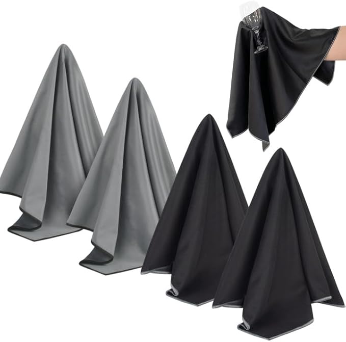 SINLAND Microfiber Glass Polishing Cloths Large Size Thick Lintless Drying Towels for Wine Glasses Stemware Dishes Stainless Appliances 20 Inch X 25 Inch Pack of 4
