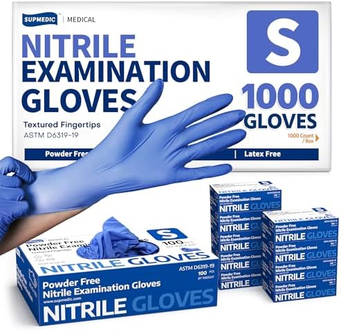 Supmedic Soft Max Exam Gloves, Powder-Free Disposable, Blue Iris