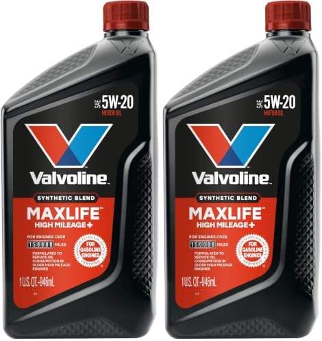 Valvoline High Mileage 150K with Maxlife Plus Technology Motor Oil SAE 5W-20 1 QT (Pack of 2)