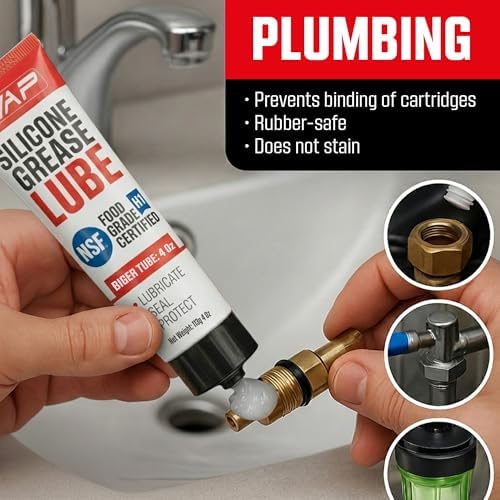 4 Oz Food Grade Silicone Grease Tube | NSF H1 Silicone Lube & Waterproof Sealant for O-Rings, Faucets, Plumbing, Pool, Spa & Kitchen Appliances | Potable Water Safe