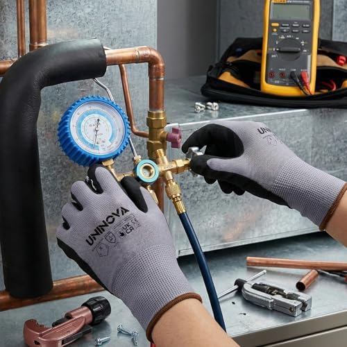 Work Gloves, Sandy Nitrile Coated, Gripped Glove for Men Women
