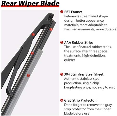 OTUAYAUTO 28780EL000 Rear Wiper Arm Blade Set - Replacement for 2007-2012 Nissan Versa