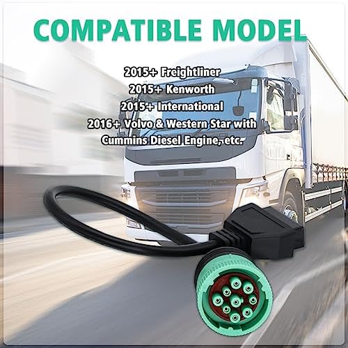 9 Pin to 16 Pin OBD2 Adapter Cable for Heavy Duty Trucks