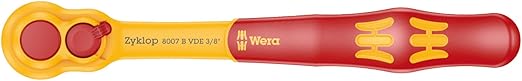 WERA 05004966001 8007 B VDE Zyklop Ratchet, Insulated, with Switch Lever, with 3/8" Drive, 3/8" x 222 mm