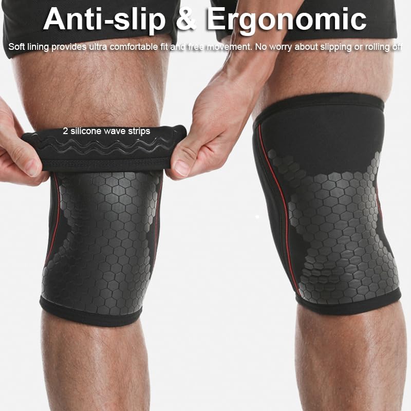 Knee Compression Sleeves for Men Women Weightlifting Knee Sleeves, 7mm Neoprene Knee Brace for Men Women, Thick Compression Brace for Weightlifting Powerlifting Squatting Cross Fit Training (Blue Camo, X-Large)