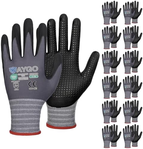 KAYGO MicroFoam Nitrile Coated Work Gloves, Non-Slip Micro-Dots, KG19N
