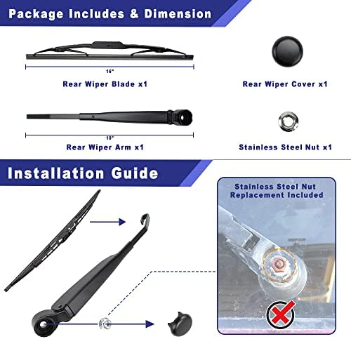 Rear Wiper Arm and Blade for 2011-2020 Grand Caravan, Town & Country