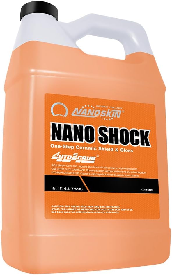 Nanoskin NANO SHOCK One-Step Ceramic Shield & Gloss 1 Gallon – SiO2 Spray Sealant, Clay Lubricant & Hydrophobic Coating | Easy Spray-On Wipe-Off Gloss for Cars, Trucks & RVs