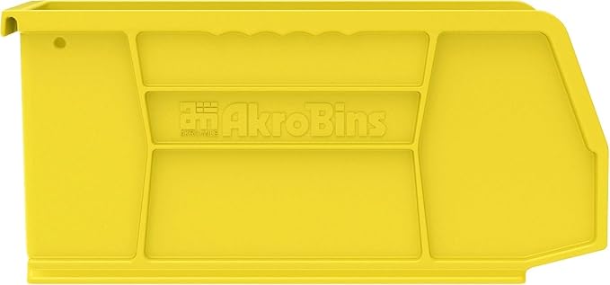 Akro-Mils 30237 AkroBins Plastic Storage Bins, Space-Saving Stackable Bins for Garage, Pantry, Craft Organization, 9" x 6" x 5", Yellow, 12-Pack