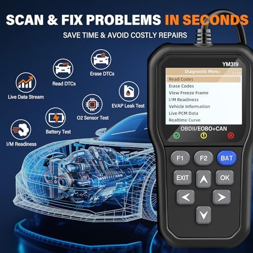 BluSon YM319 OBD2 Scanner Diagnostic Tool with Battery Tester, Scan Tool