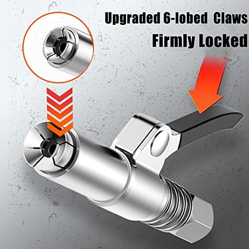 Grease Gun Coupler Grease Gun Fittings Quick Lock and Release Lube Heavy Grease Gun Nozzle Tips Coupler Compatible with All Grease Guns 1/8" Npt End Single Handle Upgraded to 12000 PSI