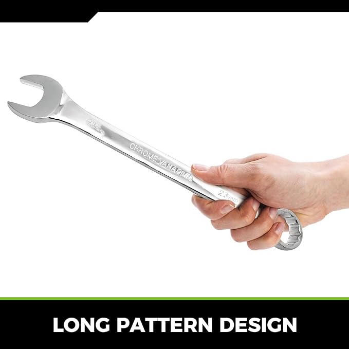 Large Wrench Set with Rolling Pouch, Metric, 5-Piece, 23mm, 24mm, 26mm, 27mm, 30mm, 12 Point, Chrome Vanadium Steel