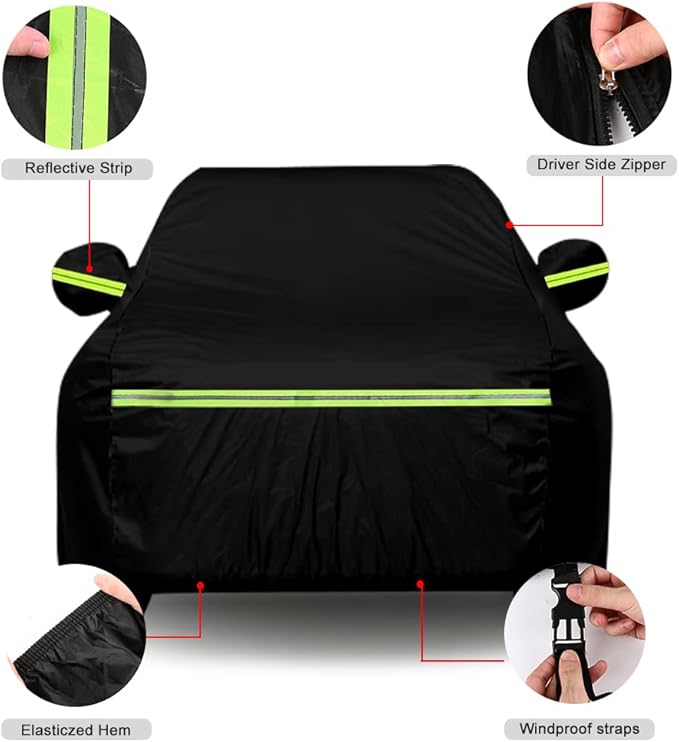 Waterproof Car Covers Replace for 2008-2025 Lexus RX350 RX450H RX500H, 6 Layers All Weather Custom-fit Car Covers with Zipper Door & Windproof Bands for Snow Rain Dust Hail Protection (RX)