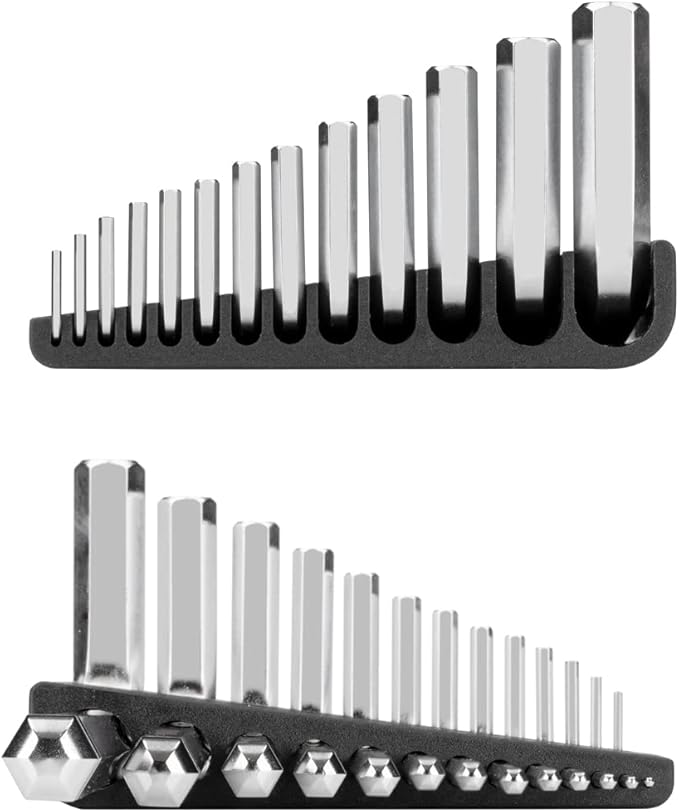 TEKTON Ball End Hex Key Set with Holder, 13-Piece (0.050-3/8 in.) - Chrome Finish | KLX91101