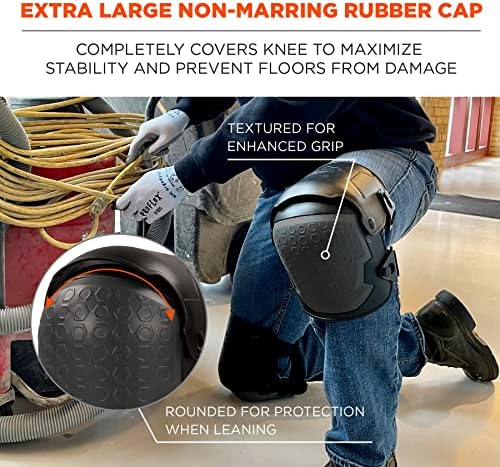 Ergodyne ProFlex 360 Knee Pad, Hinged Design, Hard Shell, Non-Marring Rubber Cap, Extra Large