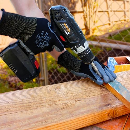 SHOWA Atlas 370 Nitrile Palm Work Gloves, Black, Medium, 12-Pack