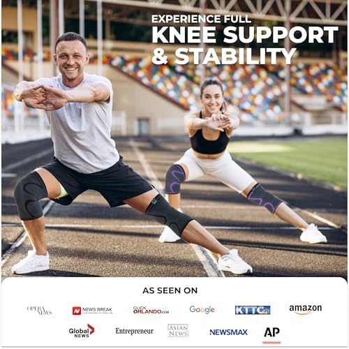 Modvel Compression Knee Brace for Women & Men - 2 Pack Knee Brace for Running Knee Pain, Knee Support Compression Sleeve, Workout Sports Knee Braces for Meniscus Tear ACL & Arthritis Pain Relief