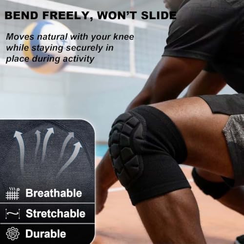 Wrestling Knee Pads for Sports, Elastic & Breathable Sleeve, Black L