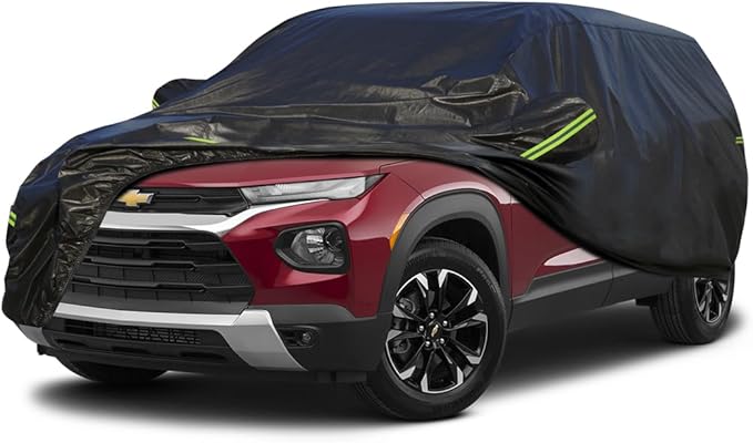 KouKou Waterproof SUV Car Cover Suitable for Chevy Trailblazer from 2020 to 2025, 7 Layers Windproof All Weather Waterproof Outdoor Cover Sun Rain UV Dust Snow Protection. Black