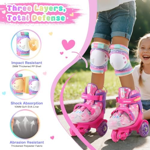 Girls Knee Pads for Kids, Toddler Knee and Elbow Pads Set