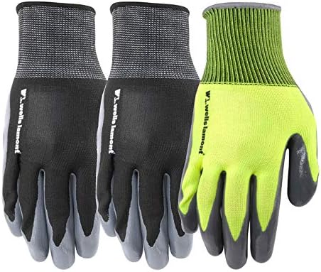 Wells Lamont Men's Smooth Nitrile Coated Grip Work Gloves, 3-Pack, Medium