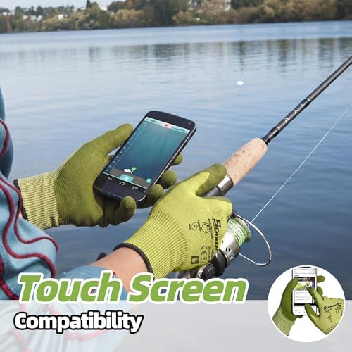 Schwer 12 Pairs A7 Cut Resistant Fishing Gloves, Touchscreen, CR3009, L